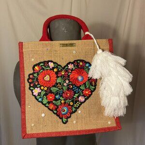 Colorful Beach Tote W/ Applique By Hola Marie